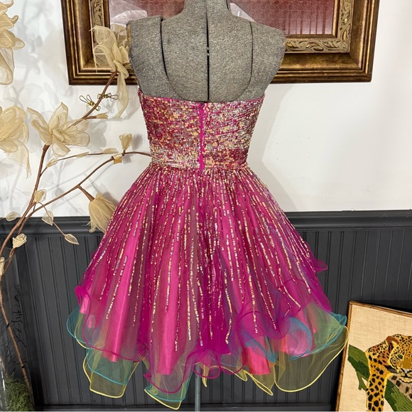 Terani Couture Strapless Sweatheart Colorful Sequined Formal Dress ~ Size 2 🧡🍄 - Picture 4 of 8